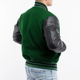 Mens Green Black Varsity Jacket-Back View